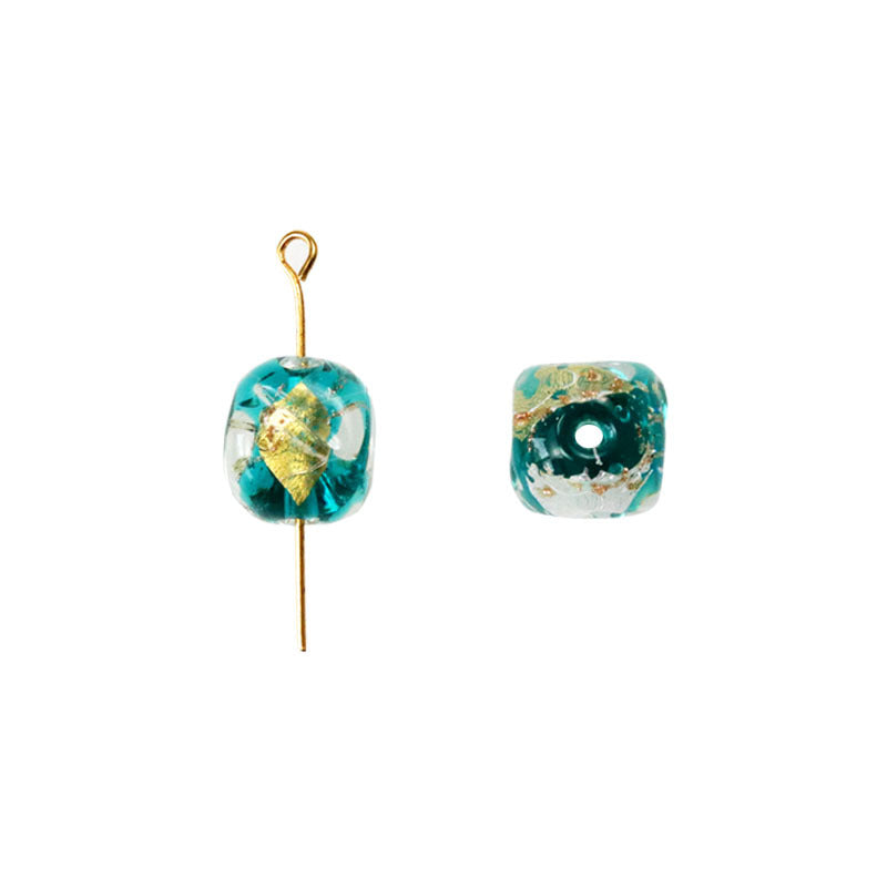 Lampwork Glass Beads Irregular Fig Shape 12mm Dyed Core Gold Foil 30pcs 4