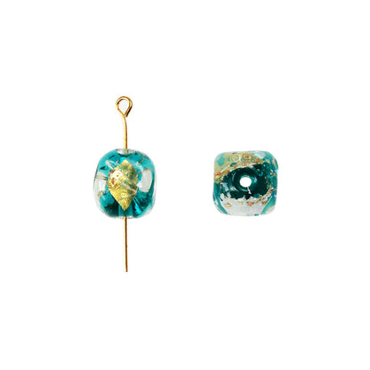 Lampwork Glass Beads Irregular Fig Shape 12mm Dyed Core Gold Foil 30pcs 4