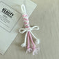 Dual Color Rope Braided Bow Crochet Keychain Polyester 4pcs 75mm 13