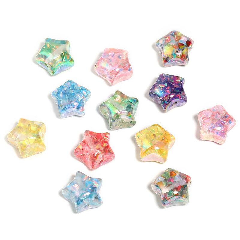 Plating Star Acrylic Beads 20mm Colorful Glitter Powder 25pcs 6