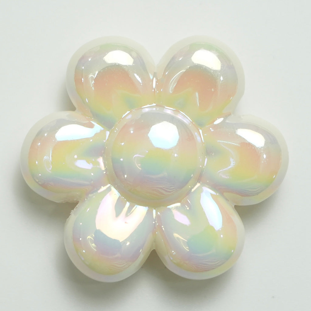 UV Plating Flower Acrylic Beads 32mm Glossy Pastel Large 20pcs 7