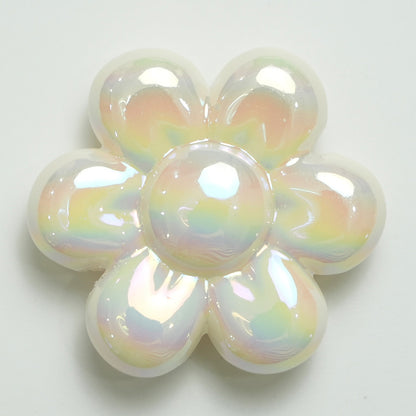 UV Plating Flower Acrylic Beads 32mm Glossy Pastel Large 20pcs 7