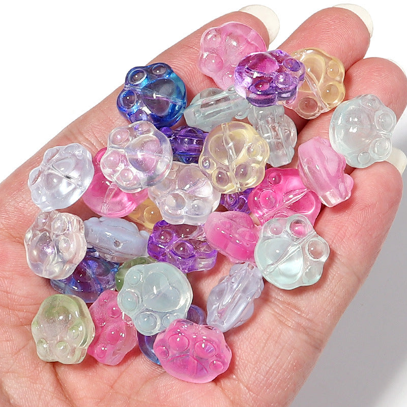 Bear Paw Transparent Glass Beads 14x15mm Assorted Colors 20pcs 4