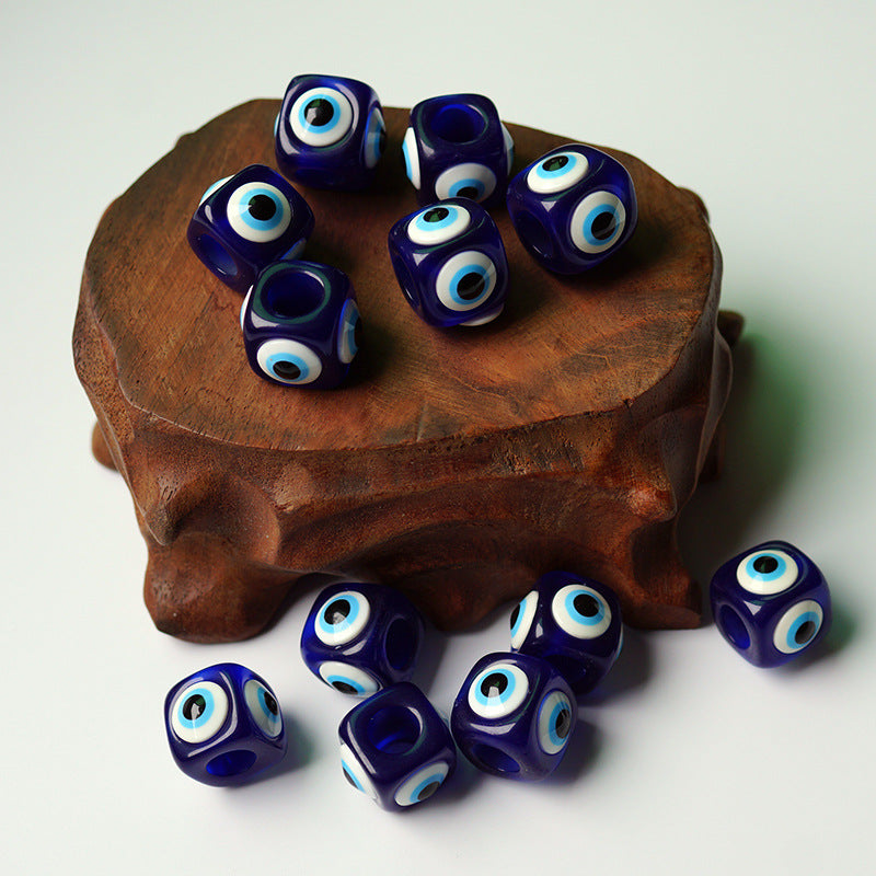 Evil Eye Resin Square Beads 12-18mm Deep Blue Glossy 20pcs 3