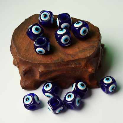Evil Eye Resin Square Beads 12-18mm Deep Blue Glossy 20pcs 3