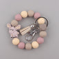 Silicone Beaded Yak Wristlet Keychain with Faux Leather Tassel 9