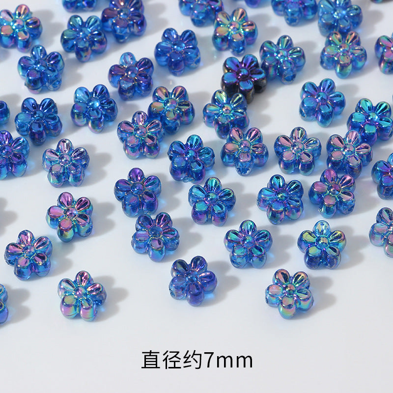 Plating AB Colored Floret Resin Beads 7mm Transparent 100pcs 17