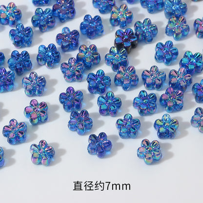 Plating AB Colored Floret Resin Beads 7mm Transparent 100pcs 17