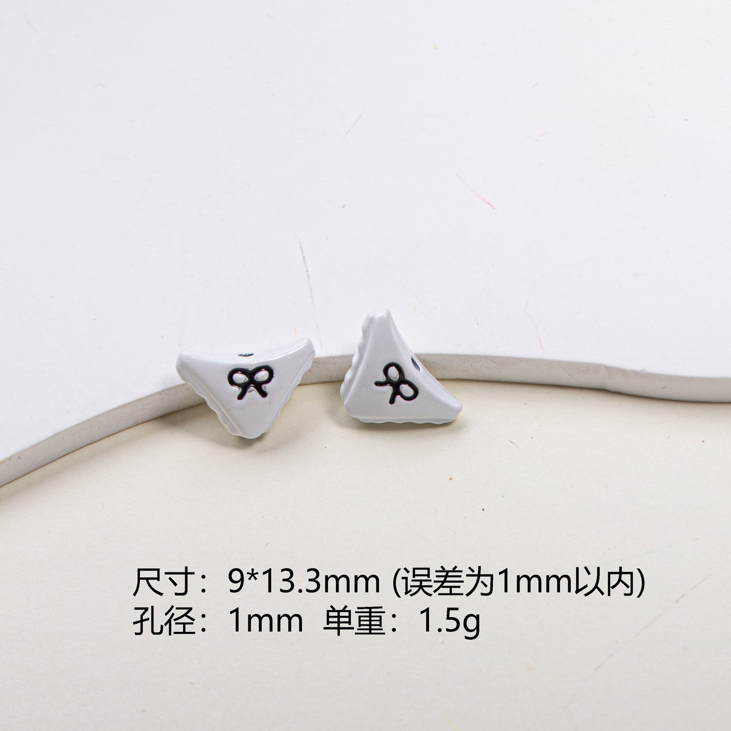 Painted Alloy Metal Beads Black and White Enamel Baking Style 10pcs 10