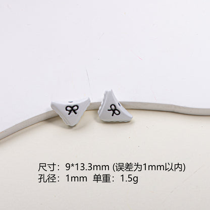 Painted Alloy Metal Beads Black and White Enamel Baking Style 10pcs 10