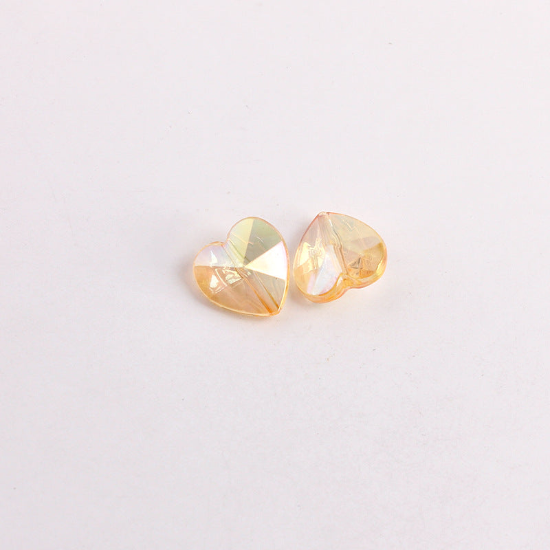 Plating Faceted Heart Acrylic Beads 13mm Transparent AB Colored 100pcs 10