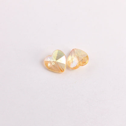 Plating Faceted Heart Acrylic Beads 13mm Transparent AB Colored 100pcs 10