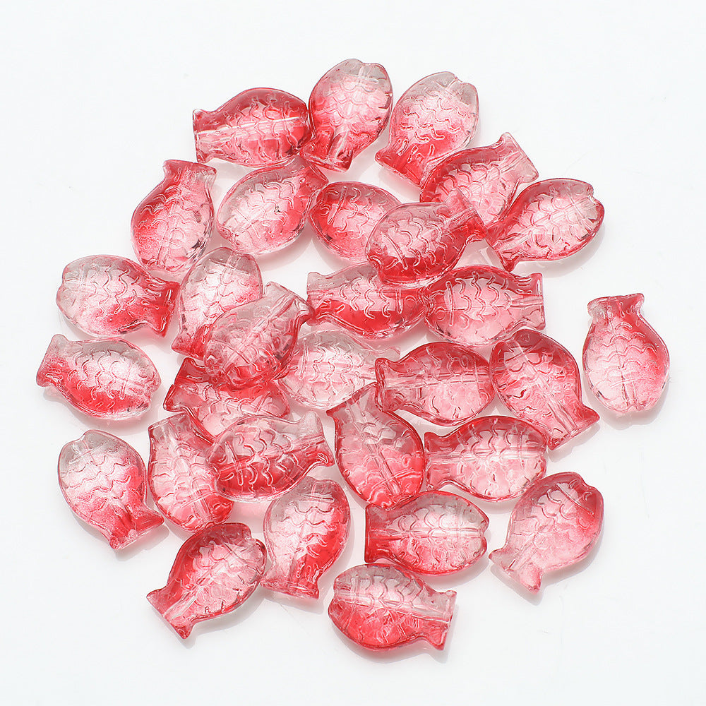 Electroplated Small Fish Glass Beads 10x14mm Translucent 30pcs 25