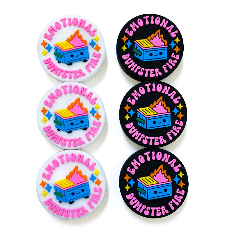 Silicone Focal Beads Emotional Dumpster Fire Text 20pcs 4