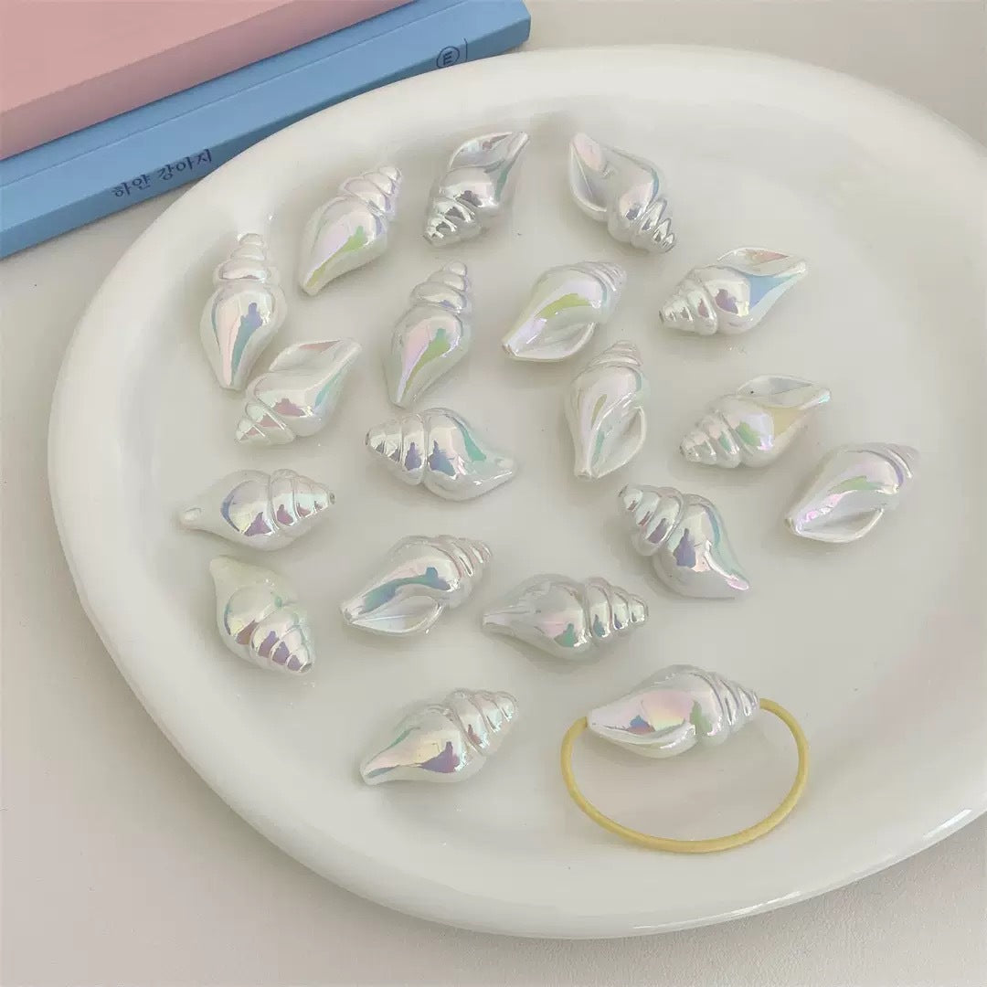 Plating Conch Acrylic Beads 20mm 35mm 3D Gradient Two-Color 50pcs 7