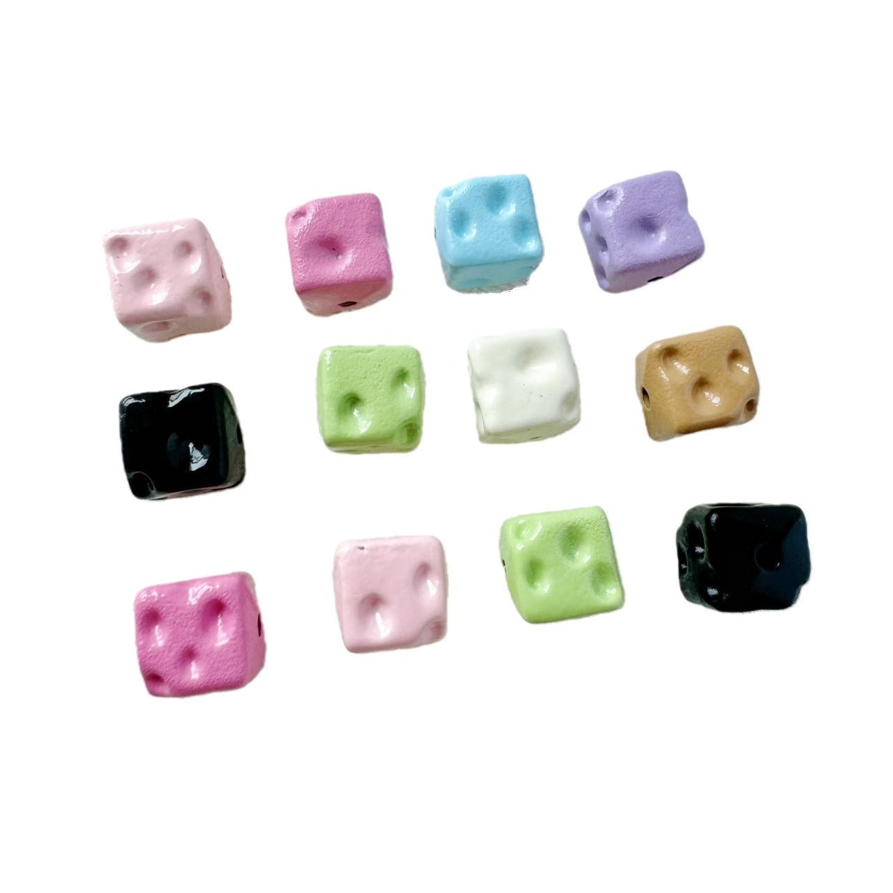 Square Metal Beads 8mm Baking Painted Cheese Cube Alloy 20pcs 3