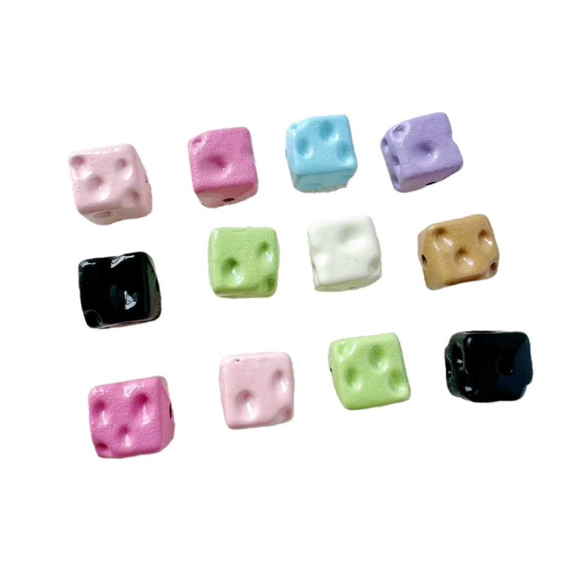 Square Metal Beads 8mm Baking Painted Cheese Cube Alloy 20pcs 3