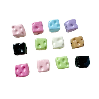 Square Metal Beads 8mm Baking Painted Cheese Cube Alloy 20pcs 3