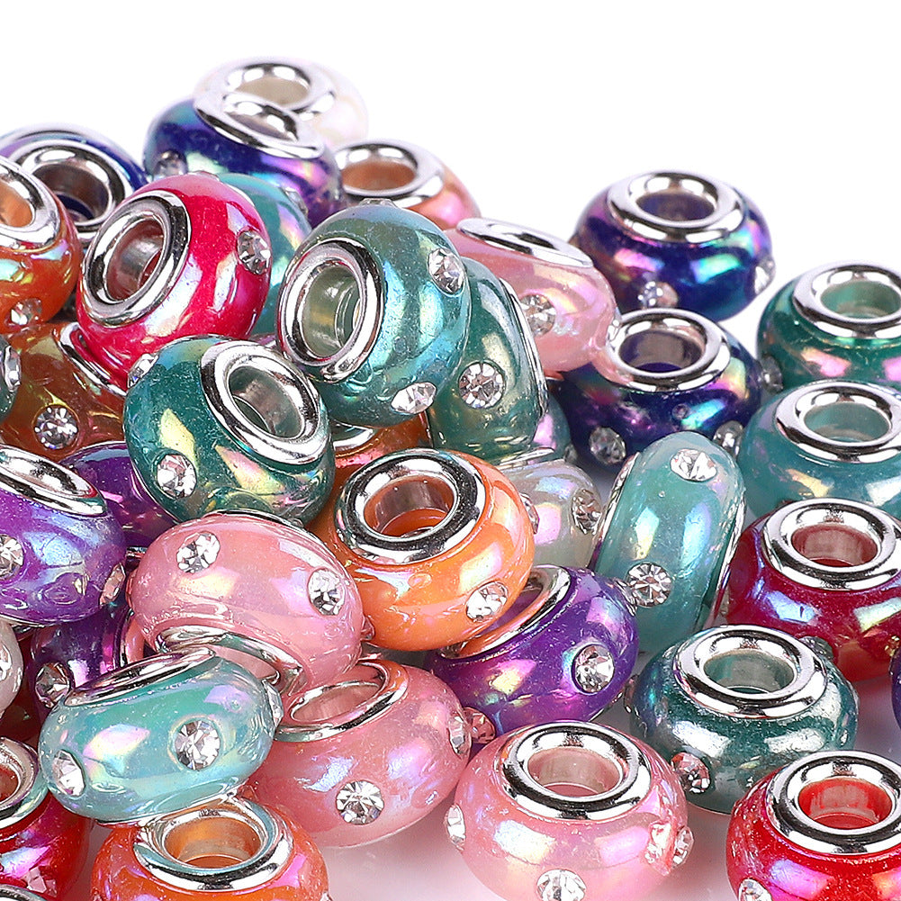 Resin Rhinestone Spacer Beads 15mm Colorful 50pcs