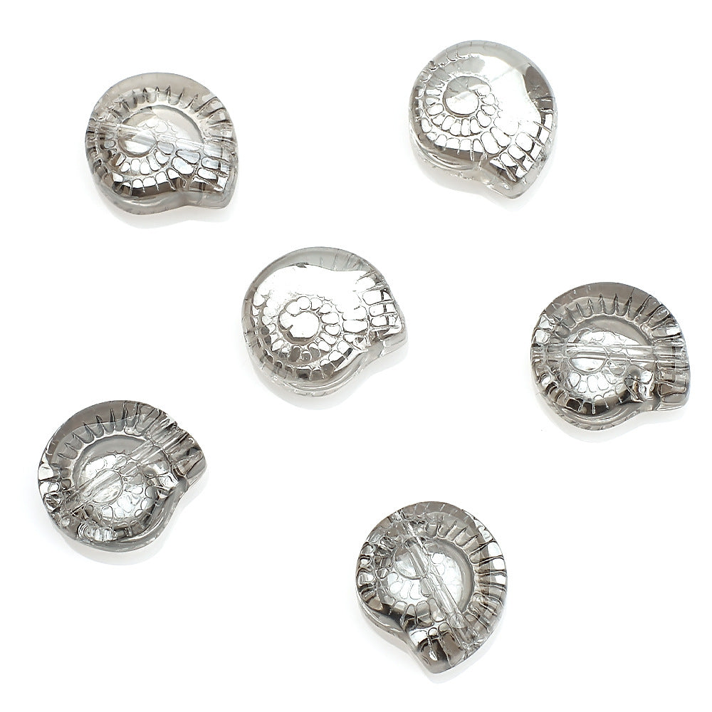Electroplated Flat Spiral Shell Glass Beads 12mm Iridescent 30pcs 12