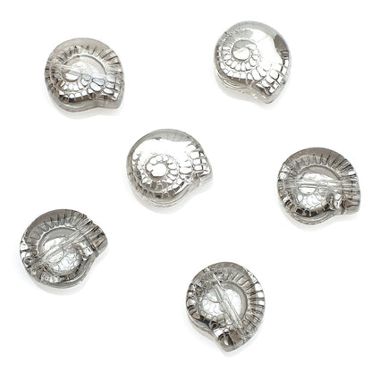 Electroplated Flat Spiral Shell Glass Beads 12mm Iridescent 30pcs 12