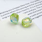 Transparent Square Acrylic Beads 14mm Imitation Zircon Sparkling 20pcs 10