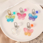 Acrylic Gradient Butterfly Keychain Translucent Wings with Frosted Bead