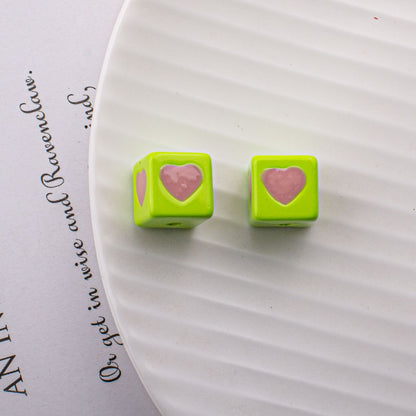 Warm Winter Color Series Heart Acrylic Square Beads 12.5mm 20pcs 10