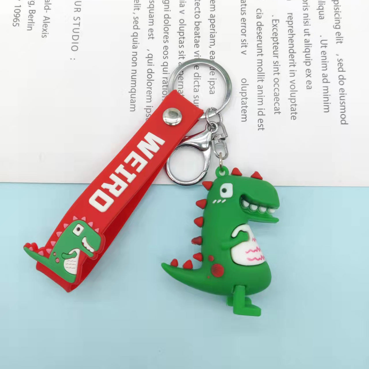 PVC Dinosaur Keychain Colorful Cartoon Dino Design 9