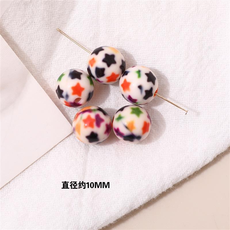 Japanese Vintage Showa Printed Resin Beads 10/12mm Glossy Floral 15pcs 11