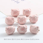 Hello KT Ceramic Beads 15mm Pastel Pink Blue Glossy 10pcs 6