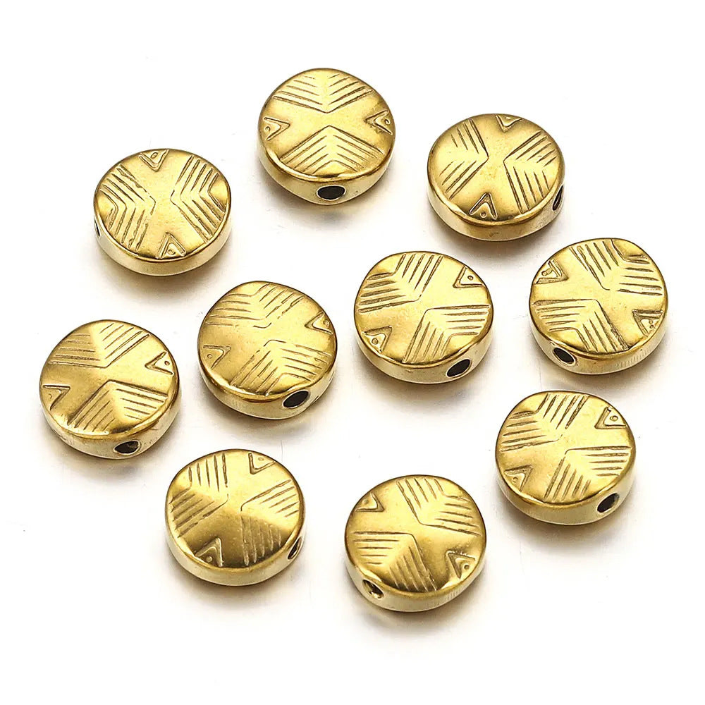 Stainless Steel Faceted Square and Round Metal Beads 9/11mm Color Retaining 10pcs 5