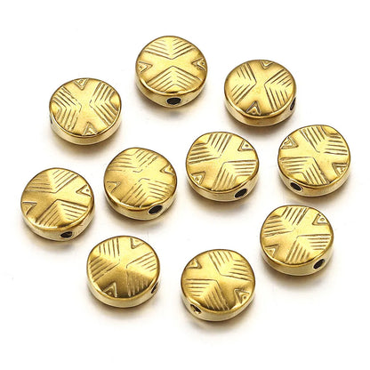 Stainless Steel Faceted Square and Round Metal Beads 9/11mm Color Retaining 10pcs 5