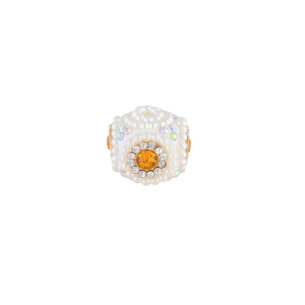Pearl Encrusted Cube Clay Beads 20mm Rhinestone Accent 5pcs 5
