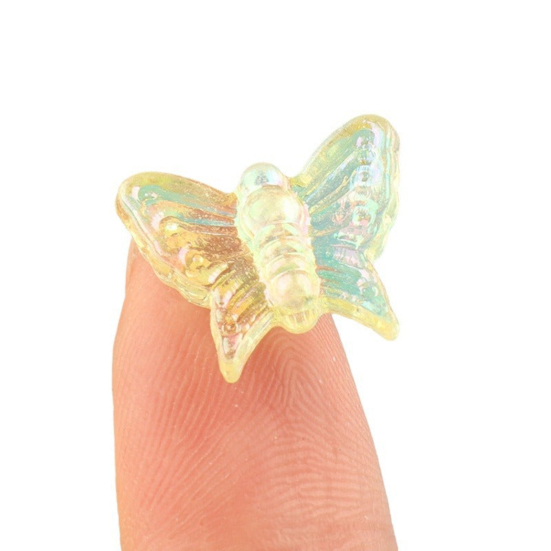 Transparent Flat Butterfly Acrylic Beads 16x13mm Pastel Colors 2pcs 4