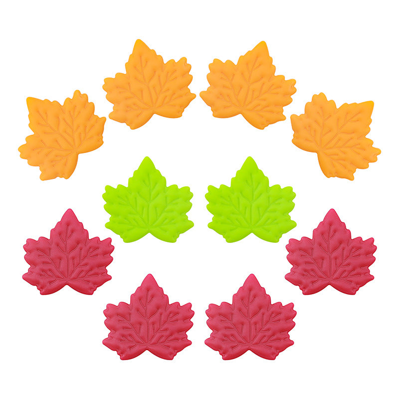 Silicone Focal Beads Maple Leaf Detailed Vein Patterns 20pcs