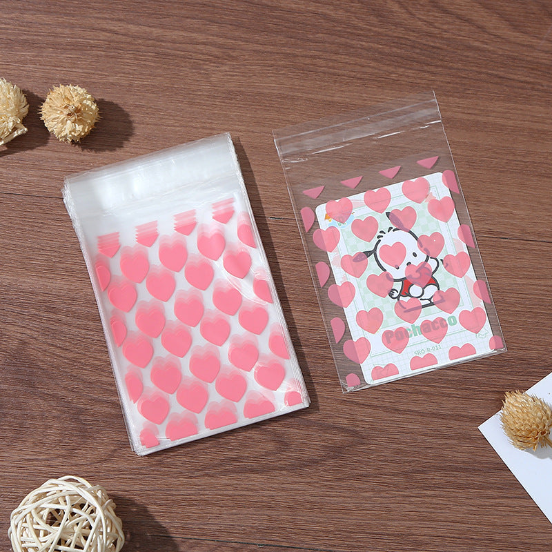 Self Adhesive OPP Bags Full Heart Pattern 8x10+3cm 200pcs 8