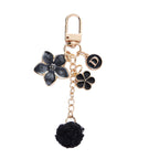 Alloy Flower Keychain with Enamel Petals Pompom and Letter Charm 5