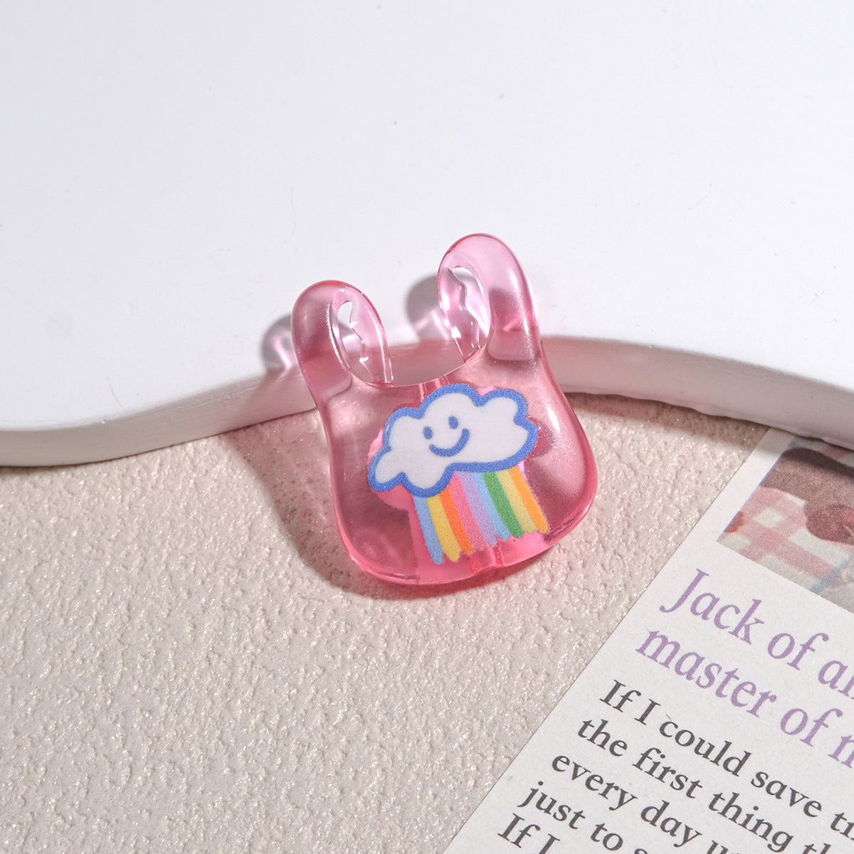 Transparent Handbag Acrylic Beads 25mm Cartoon Pattern Printed 10pcs 10