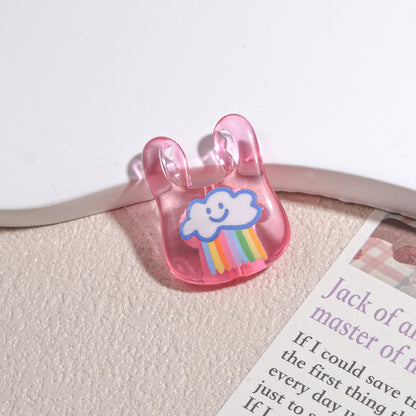 Transparent Handbag Acrylic Beads 25mm Cartoon Pattern Printed 10pcs 10