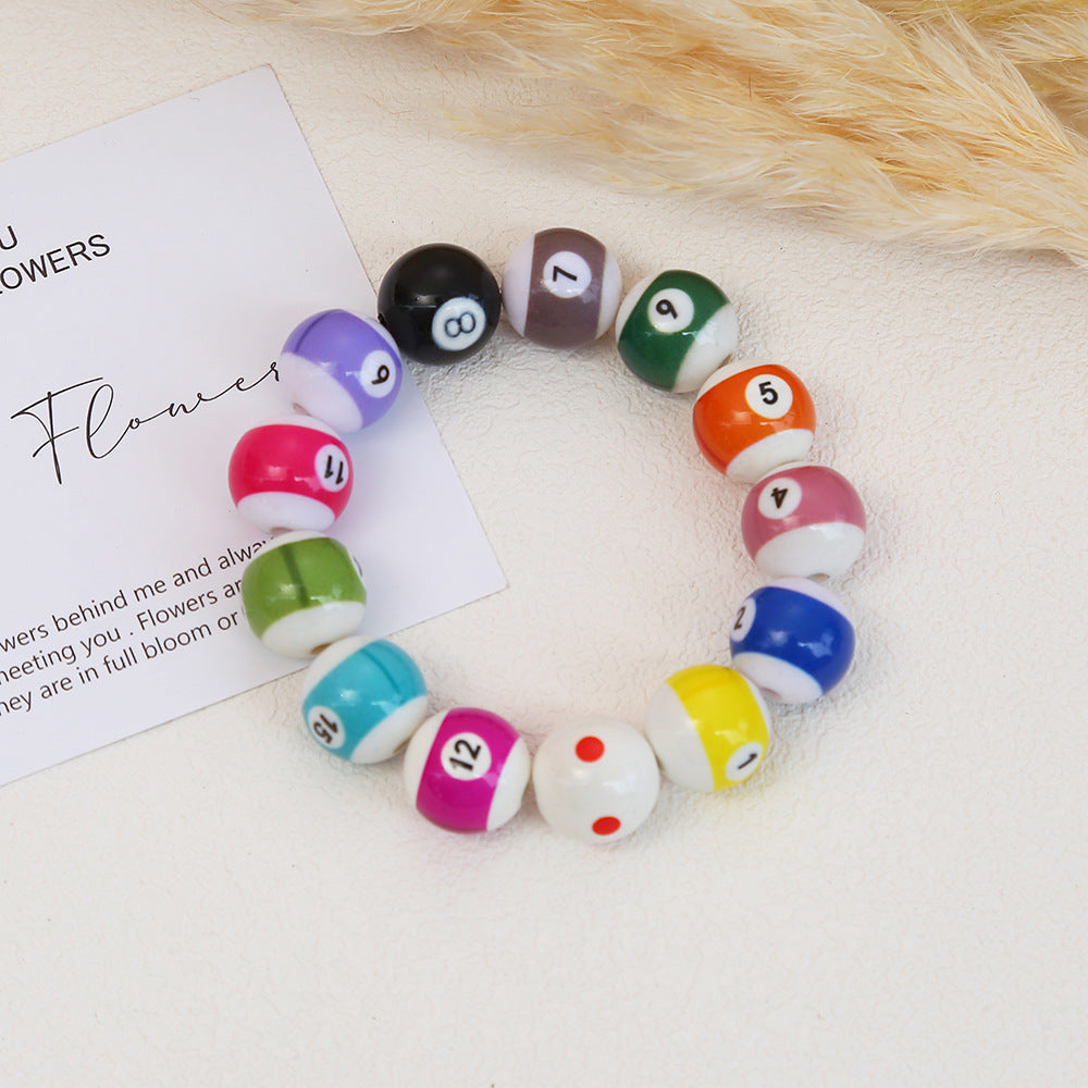 Painted Billiards Acrylic Beads 16mm Creative Colorful 100pcs