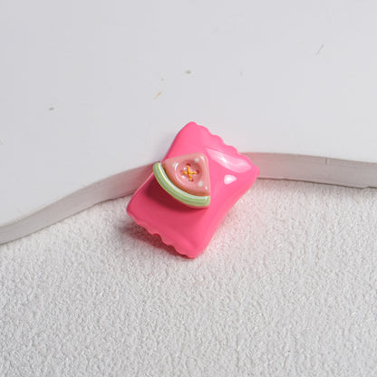 Fruit Snack Bag Acrylic Square Beads 23mm Glossy Detailed 10pcs 5