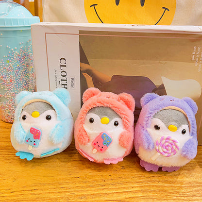 Plush Penguin Keychain Pastel Colors Lollipop and Earmuffs Soft Toy 3