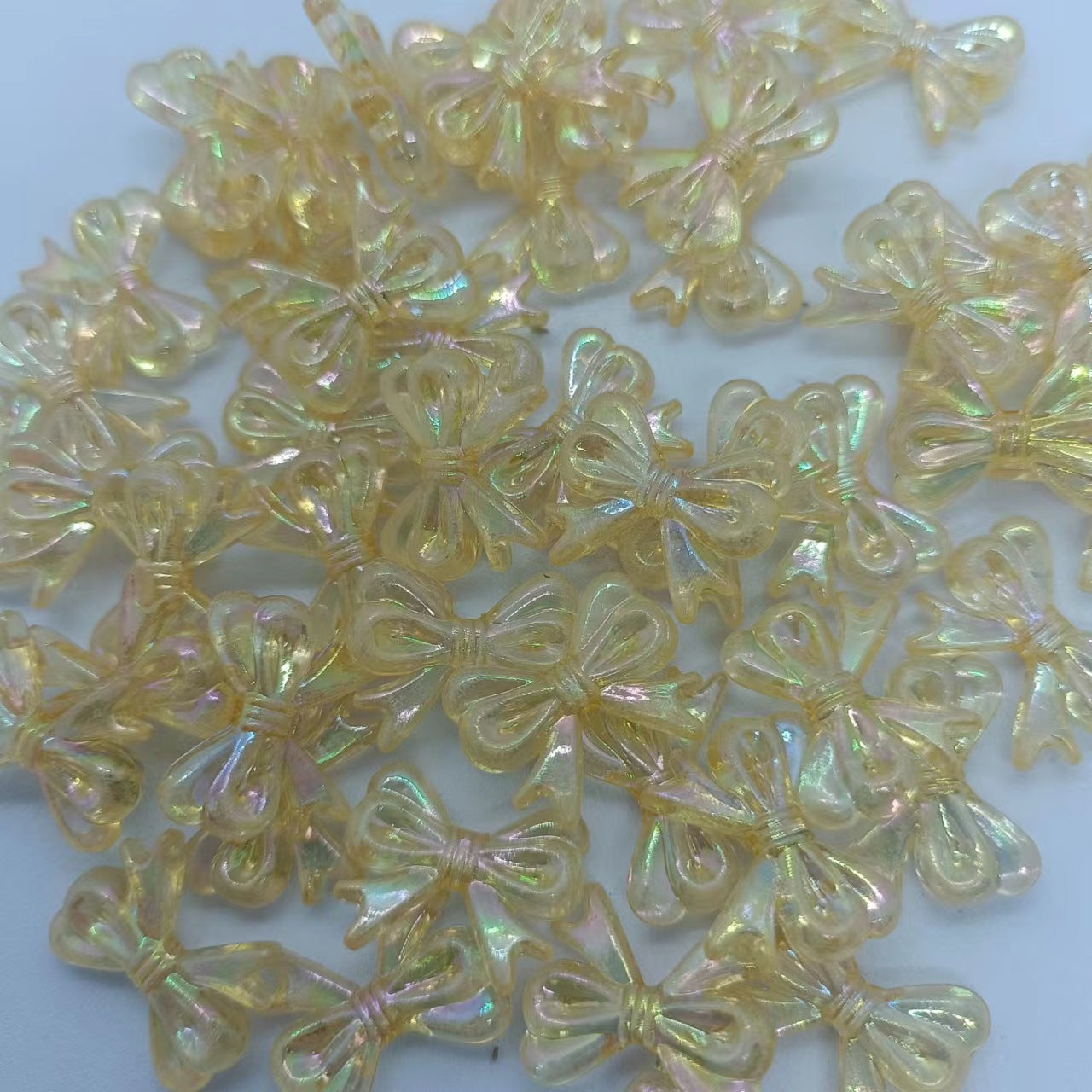 Colored Clear Bow Ribbon Acrylic Beads 18mm Translucent 100pcs 26