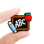 Silicone Focal Beads Abc Blackboard With Pencil And Apple 20pcs 4