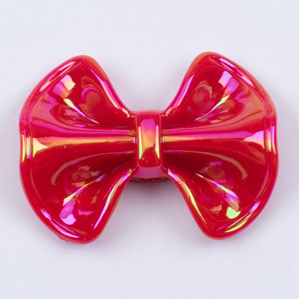Plated Fat Bow Acrylic Beads 24mm Solid Glossy Color 100pcs 9