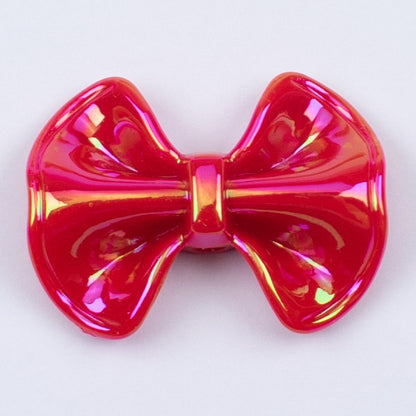 Plated Fat Bow Acrylic Beads 24mm Solid Glossy Color 100pcs 9