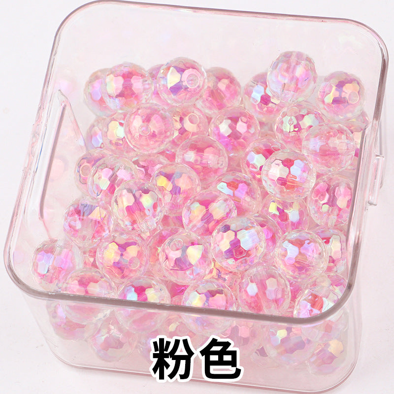 Iridescent Faceted Acrylic Beads 16mm Colorful Mixed 50pcs 7