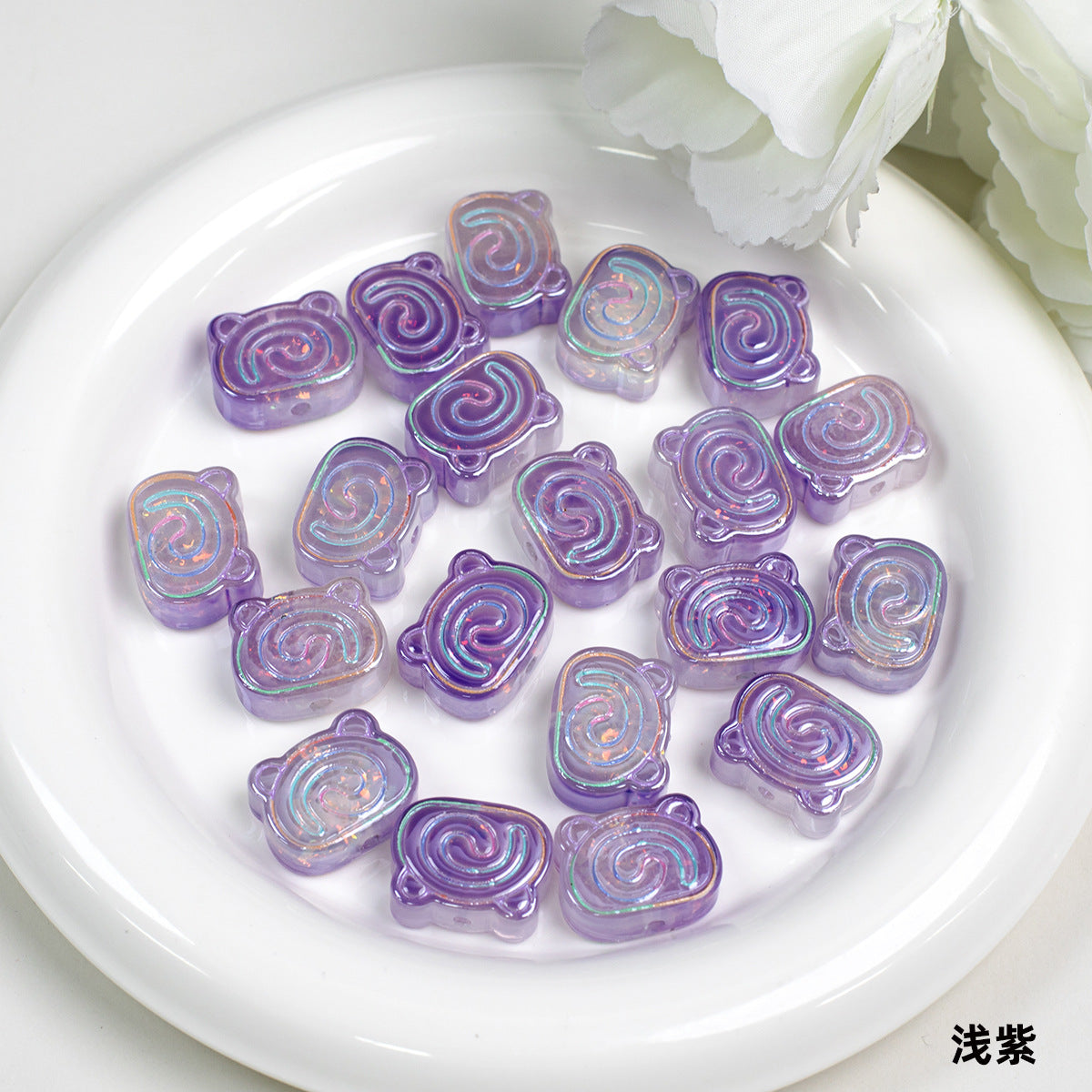 Spiral Pattern Bear Resin Beads 20mm Multicolor Translucent 10pcs 16