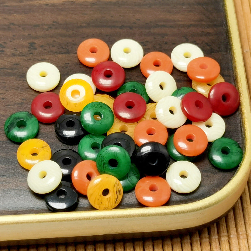 Imitation Beeswax Round Resin Beads 6x2mm Multicolor 100pcs